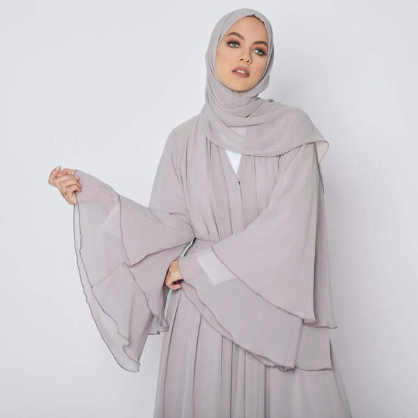 Gray Open-Front Abaya - Elegant & Versatile