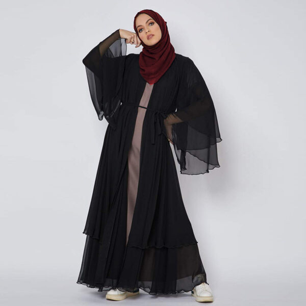 Black Open-Front Abaya - Elegant & Versatile