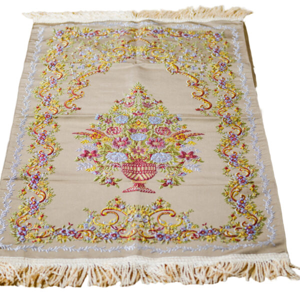 Embroidered Vase Design Prayer Mat - Comfort & Devotion in Coffee Brown (70x110 cm)