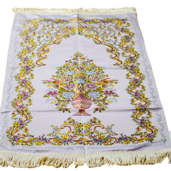 Embroidered Vase Design Prayer Mat - Luxurious Comfort in Purple (70x110 cm)