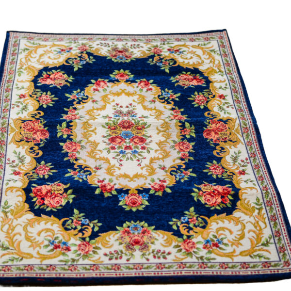 Chenille Anti-Slip Prayer Mat - Deep Navy for Comfort & Devotion (80x120 cm)