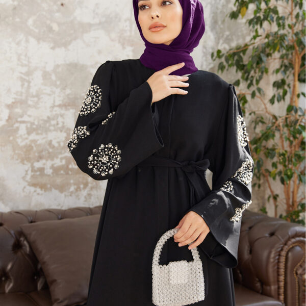 Beaded & Rhinestone Abaya - Elegance & Devotion in Black, Blue, and Rouge