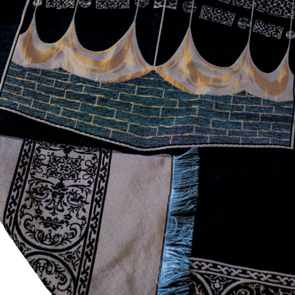 Chenille Kaaba Prayer Mat - Elegant Comfort in Black (70x110 cm)